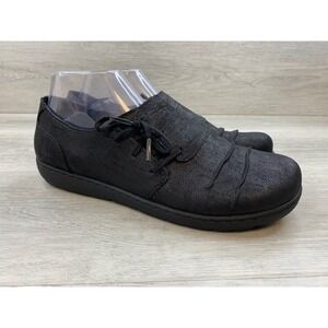 b.o.c. Born Concept Women's 10 Black Textured Pleated Lace Up Comfort Shoes
